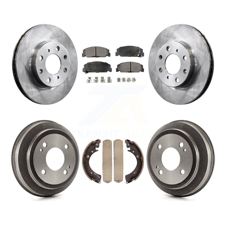 Front Rear Disc Brake Rotors Ceramic Pads And Drum Kit For 1993-1995 Honda Civic DX with Coupe Manual transmission K8T-103674