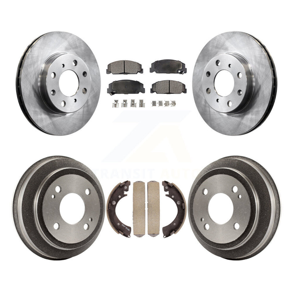 Front Rear Disc Brake Rotors Ceramic Pads And Drum Kit For 1993-1995 Honda Civic DX with Coupe Manual transmission K8T-103674