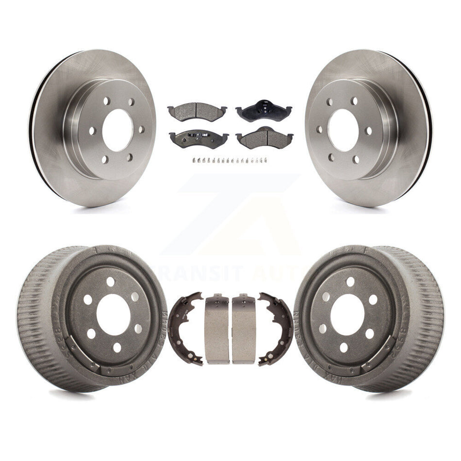 Front Rear Disc Brake Rotors Ceramic Pads And Drum Kit For 2000-2002 Dodge Dakota With 9" Diameter K8T-103694