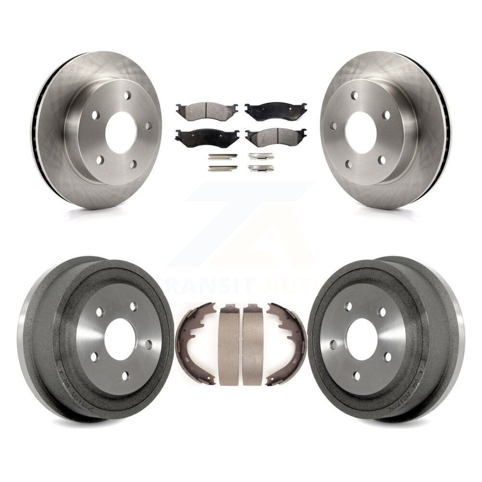 Front Rear Disc Brake Rotors Ceramic Pads And Drum Kit For 2000-2001 Dodge Ram 1500 4WD K8T-103761