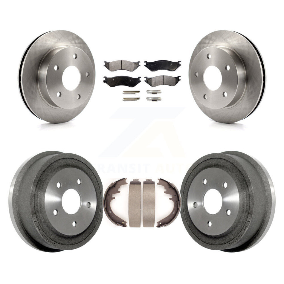 Front Rear Disc Brake Rotors Ceramic Pads And Drum Kit For 2000-2001 Dodge Ram 1500 4WD K8T-103761