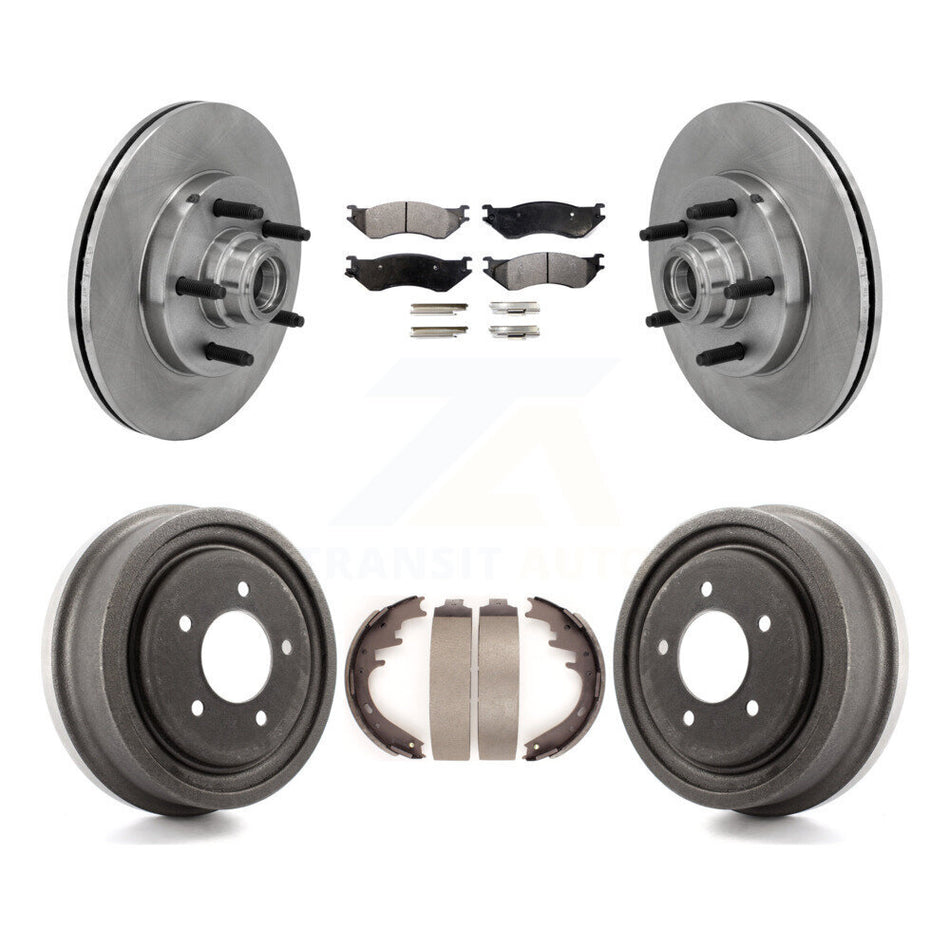 Front Rear Disc Brake Rotors Hub Assembly Ceramic Pads And Drum Kit For 1999 Ford F-150 RWD With 5 Lug Wheels 14mm Wheel Lugs K8T-103764
