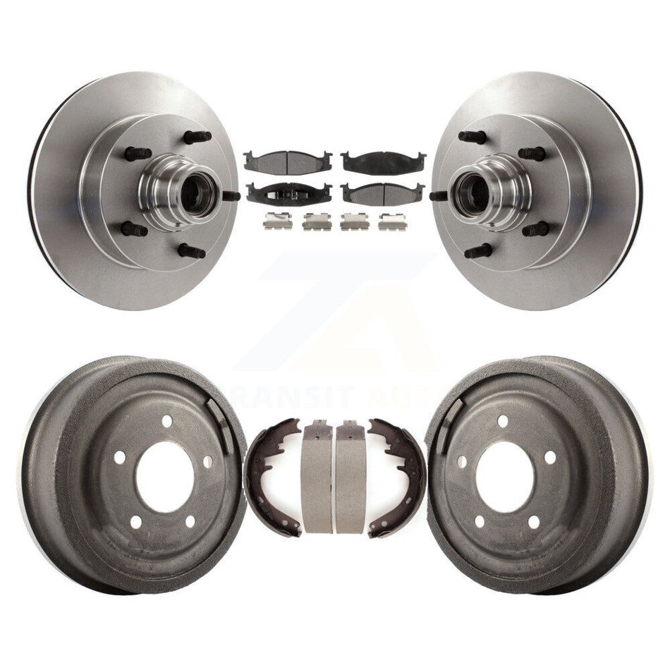 Front Rear Disc Brake Rotors Hub Assembly Ceramic Pads And Drum Kit For Ford F-150 E-150 Econoline K8T-103772