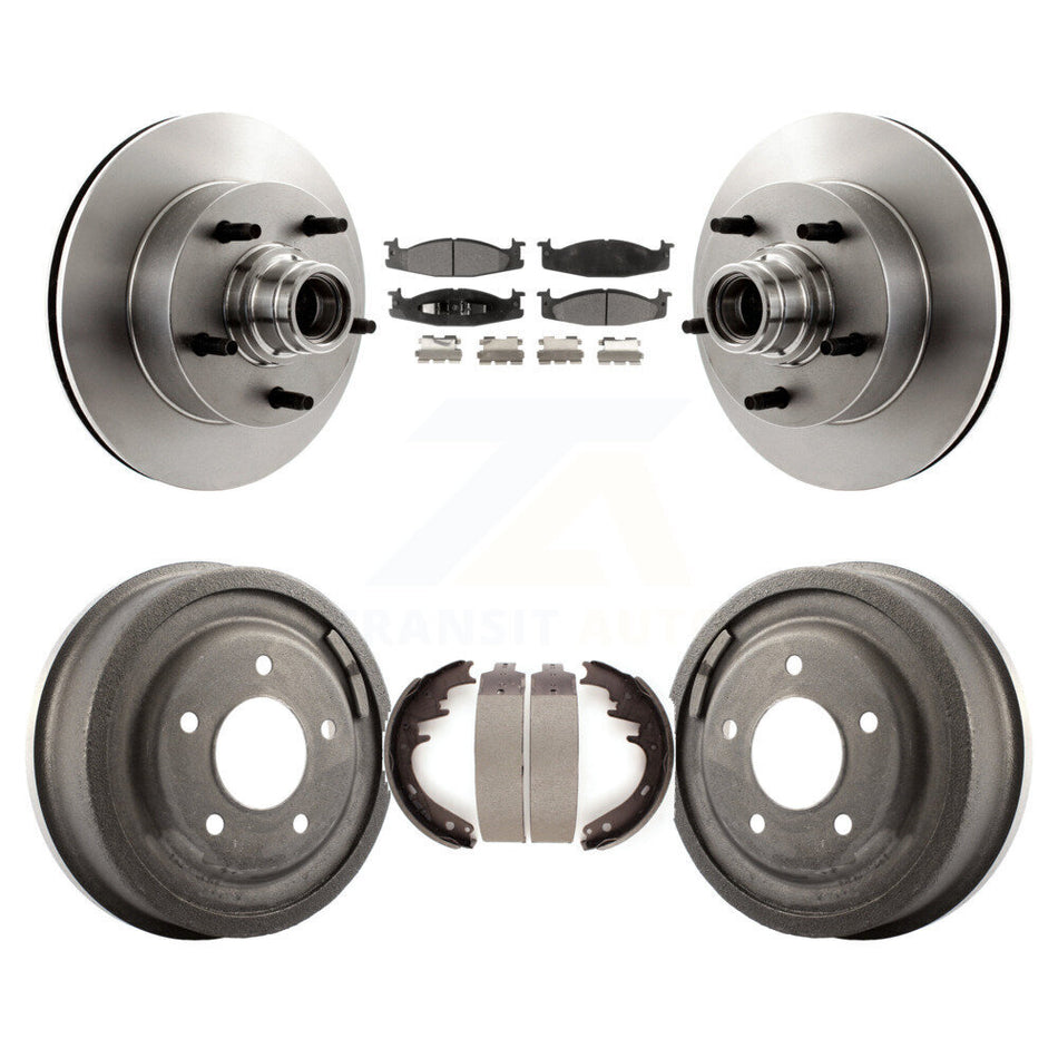 Front Rear Disc Brake Rotors Hub Assembly Ceramic Pads And Drum Kit For Ford E-150 Econoline Club Wagon K8T-103773
