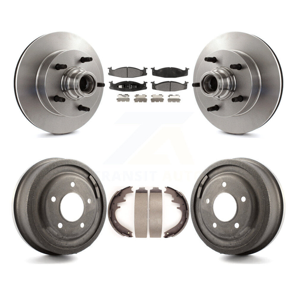 Front Rear Disc Brake Rotors Hub Assembly Ceramic Pads And Drum Kit For 1997-1999 Ford E-150 Econoline 2-Wheel ABS K8T-103775