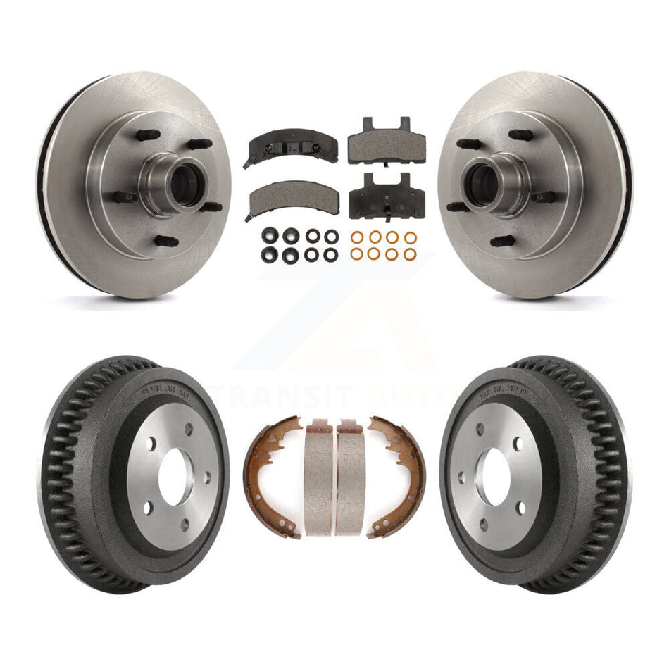 Front Rear Disc Brake Rotors Hub Assembly Ceramic Pads And Drum Kit For 1994-1999 Dodge Ram 1500 RWD K8T-103777
