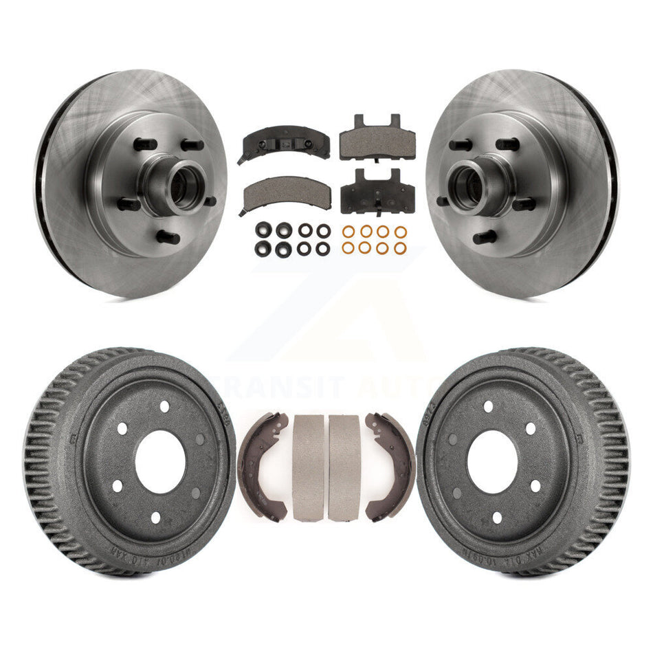 Front Rear Disc Brake Rotors Hub Assembly Ceramic Pads And Drum Kit For GMC Yukon RWD With 10" Diameter 6 Lug Wheels K8T-103782