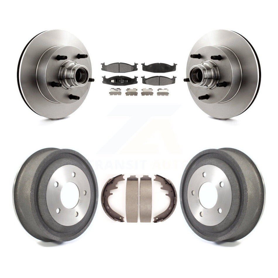 Front Rear Disc Brake Rotors Hub Assembly Ceramic Pads And Drum Kit For Ford E-150 Econoline Club Wagon K8T-103792