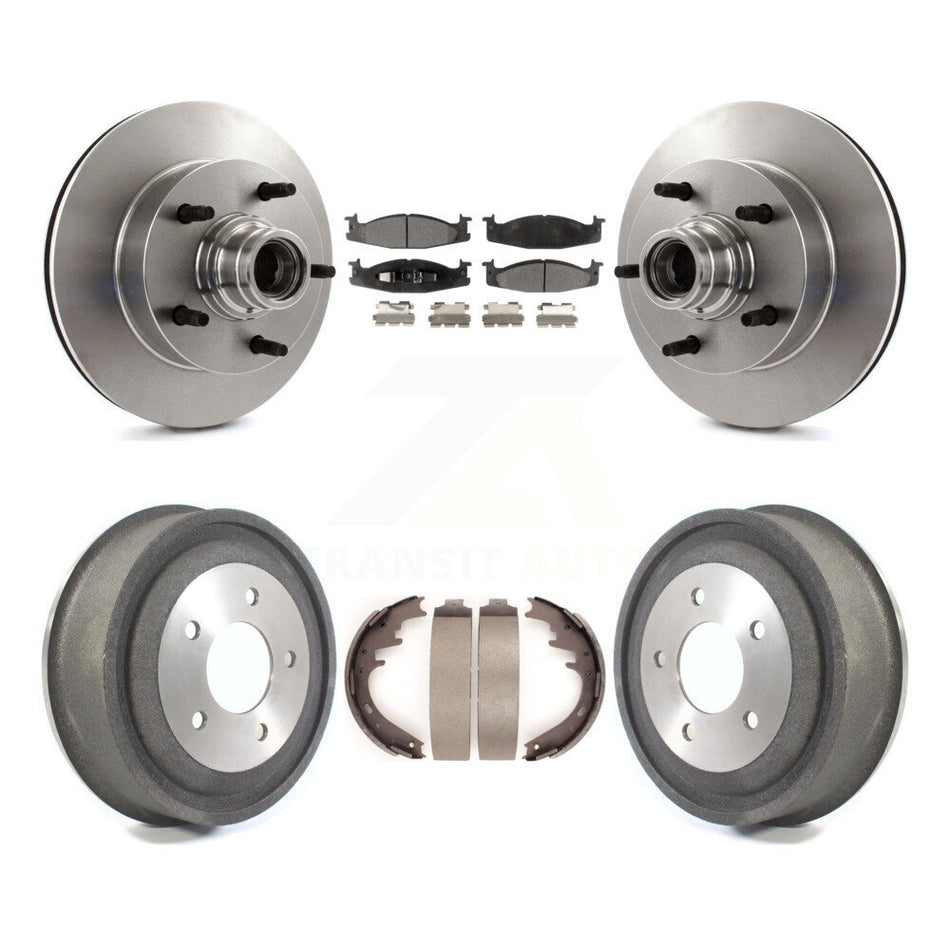 Front Rear Disc Brake Rotors Hub Assembly Ceramic Pads And Drum Kit For 2000-2001 Ford E-150 Econoline 2-Wheel ABS K8T-103793