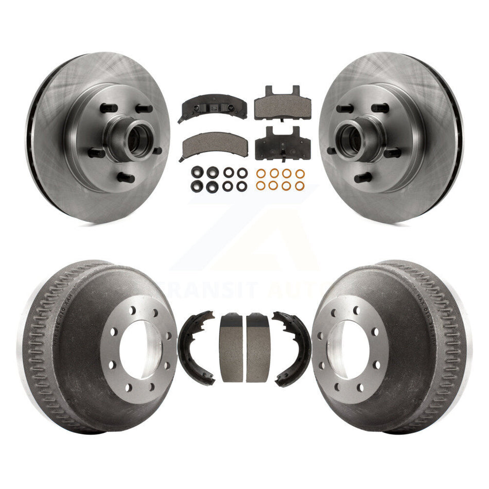 Front Rear Disc Brake Rotors Hub Assembly Ceramic Pads And Drum Kit For 1998-1999 C1500 Suburban Chevrolet GMC With 13" Diameter GAS engine K8T-103797