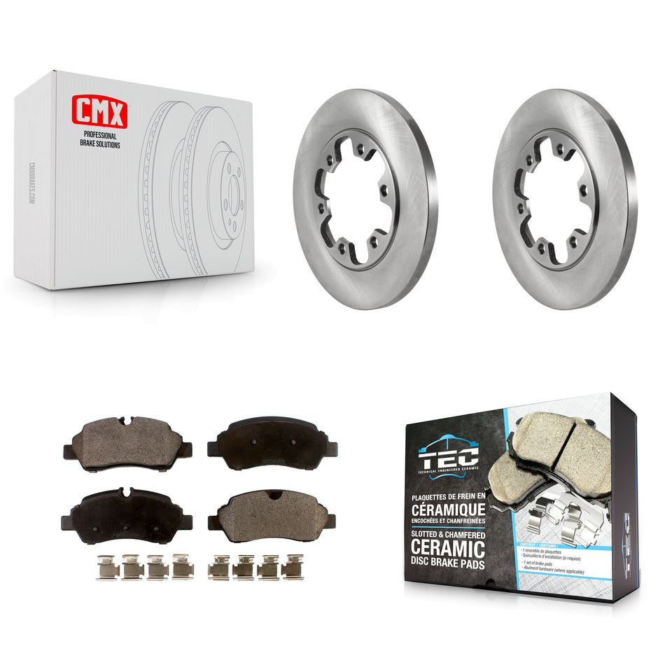 Rear Disc Brake Rotors And Ceramic Pads Kit For 2015-2019 Ford Transit-350 HD With 6 Lug Wheels K8T-103902