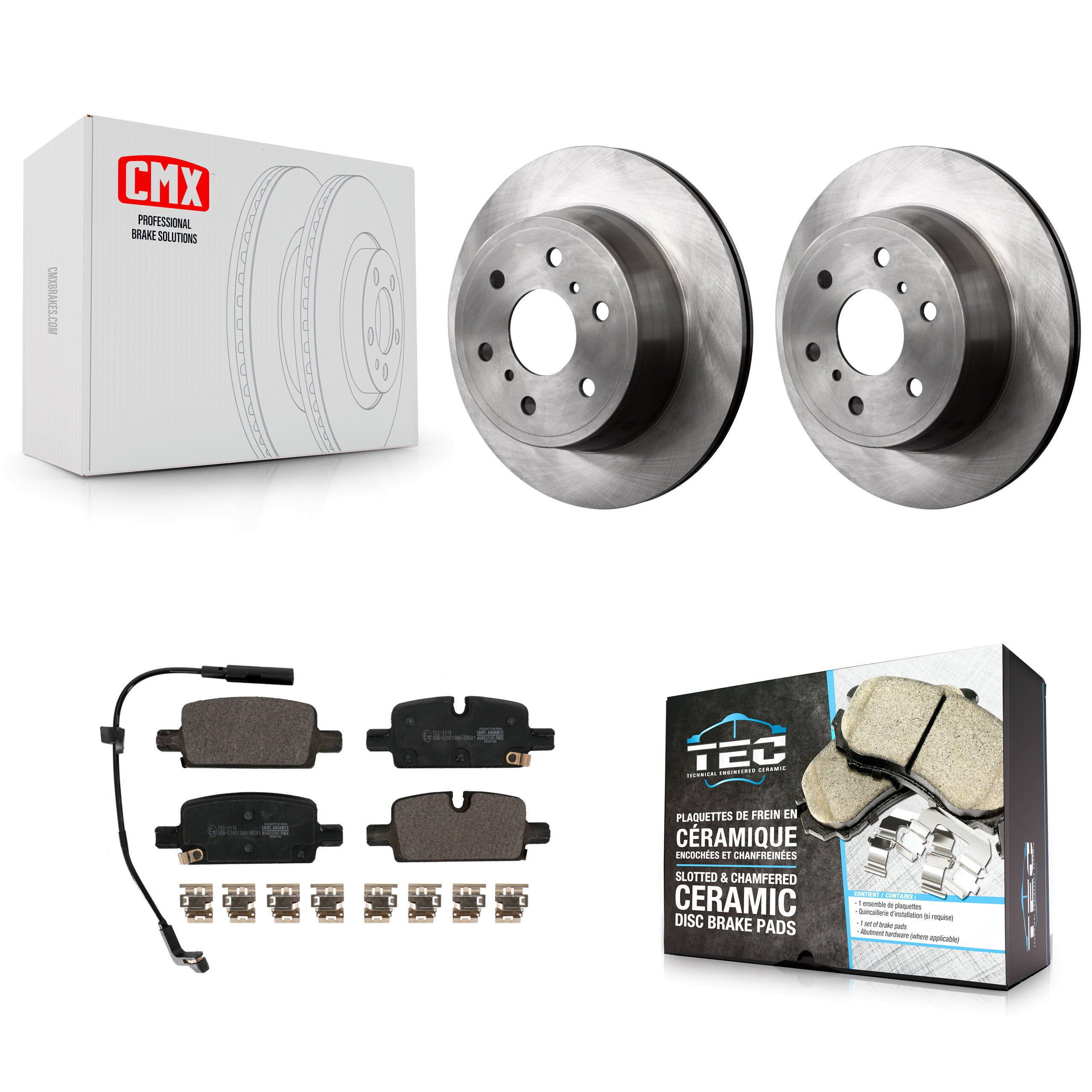 Rear Disc Brake Rotors Ceramic Pad Kit For 2019 GMC Sierra 1500 With Manual Parking K8T-104013