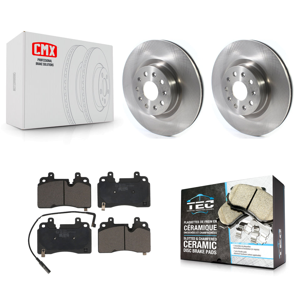 Front Disc Brake Rotors And Ceramic Pads Kit For 2019-2020 Cadillac CT6 With 345mm Diameter Rotor Heavy Duty Brakes K8T-104105