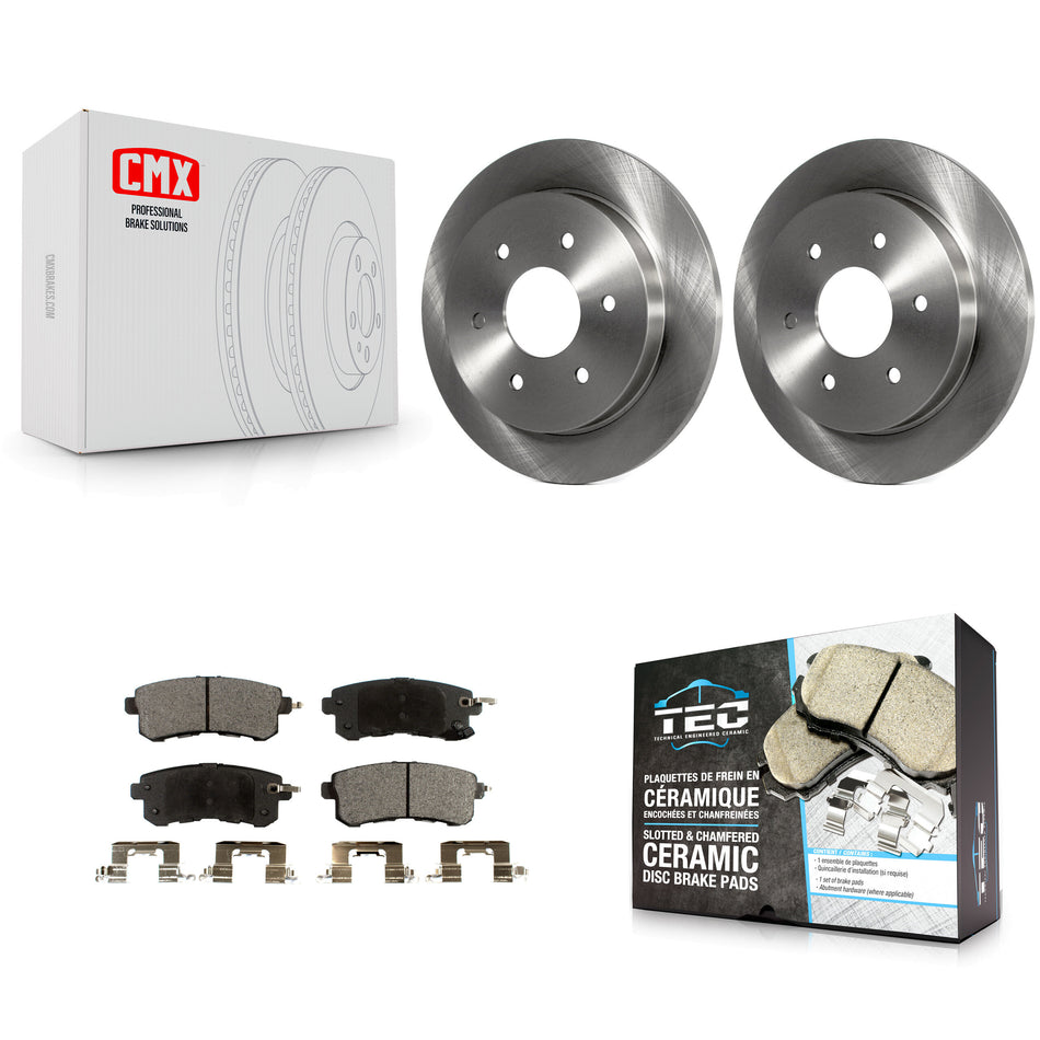 Rear Disc Brake Rotors And Ceramic Pads Kit For 2017-2019 Nissan Armada With Solid Rotor K8T-104188