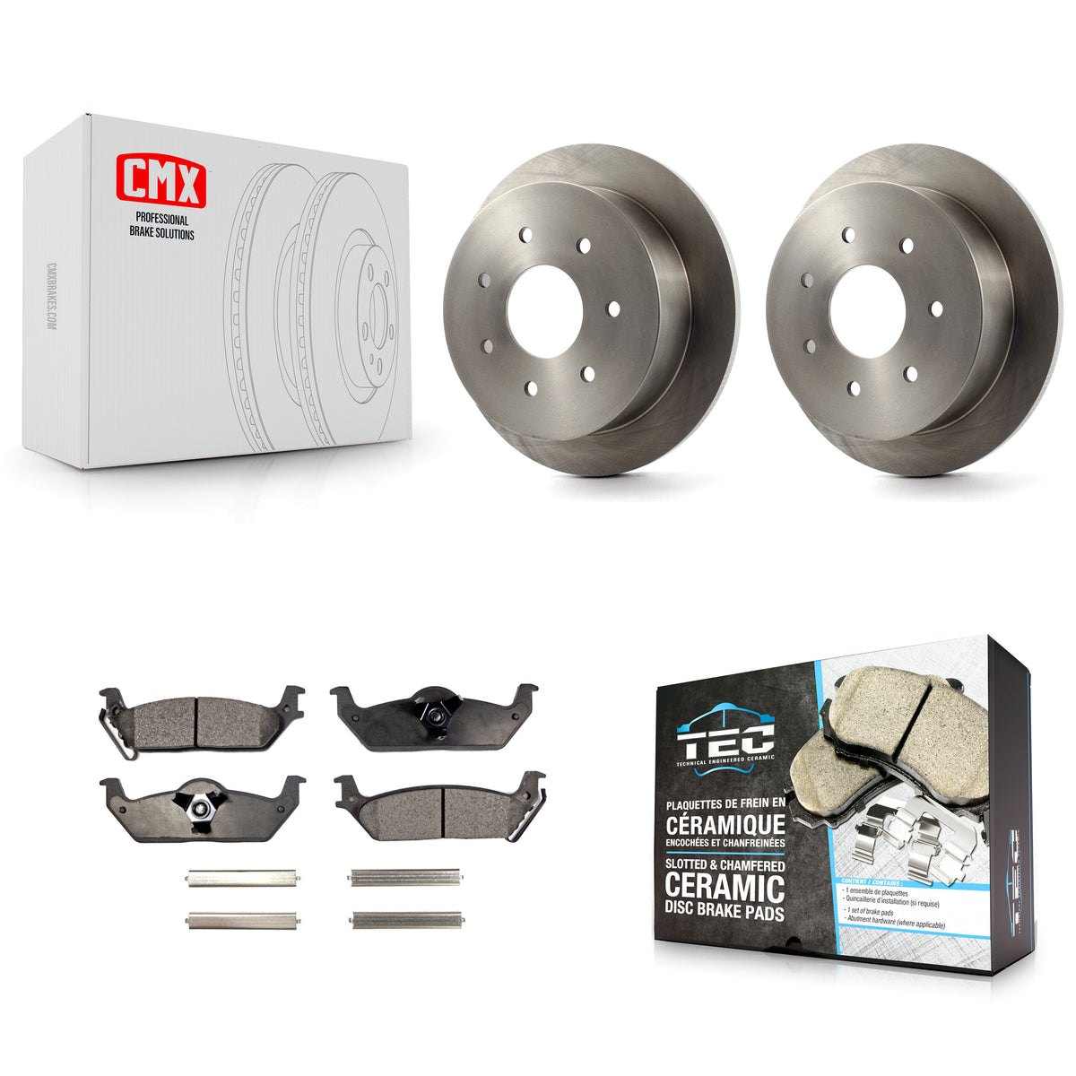 Rear Brake Rotors Ceramic Pad Kit For Ford F-150 With Solid 7 Lug Wheels K8T-104194
