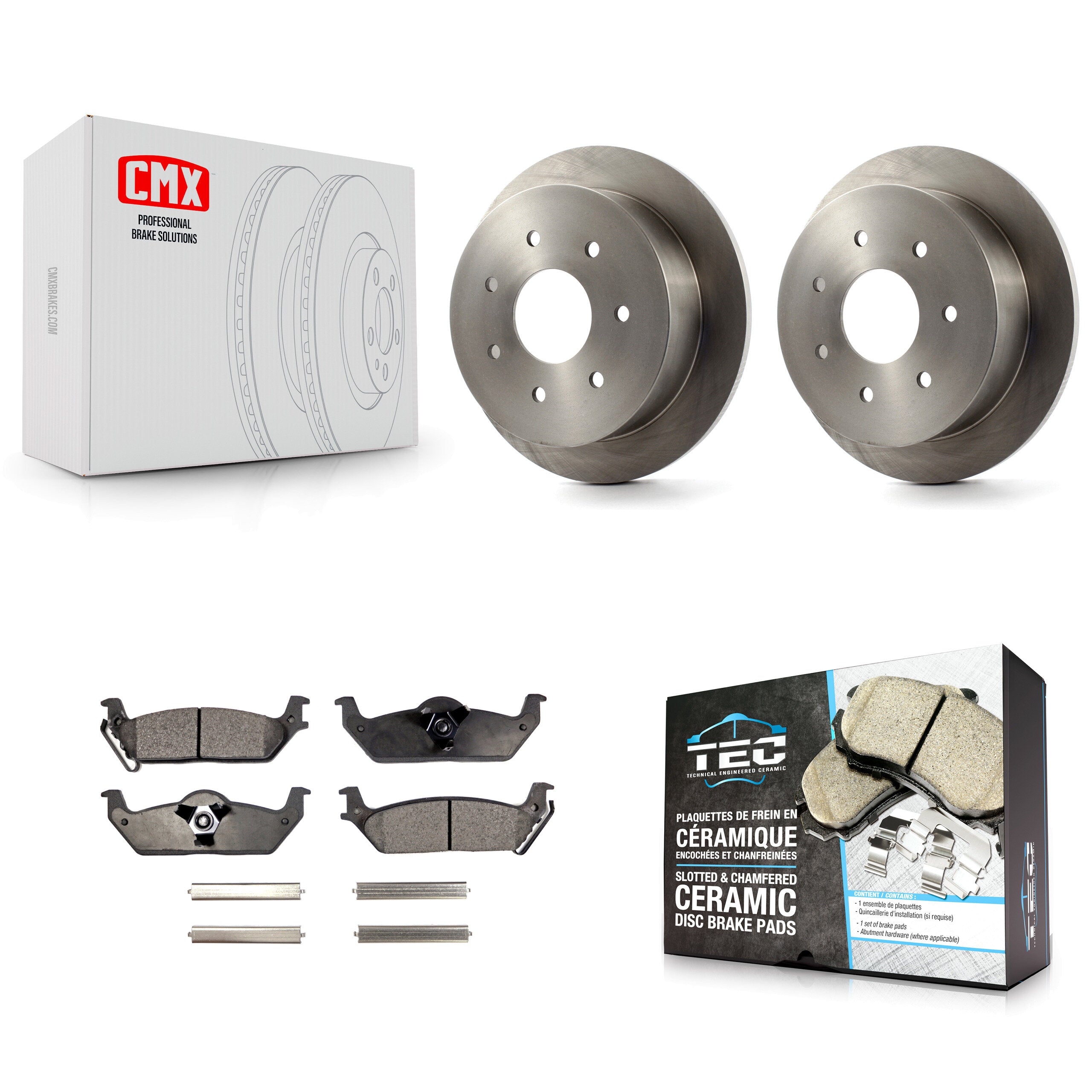 Rear Brake Rotors Ceramic Pad Kit For Ford F-150 With Solid 7 Lug Wheels K8T-104194