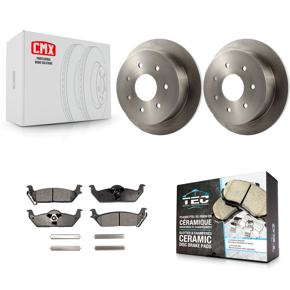 Rear Brake Rotors Ceramic Pad Kit For Ford F-150 With Solid 7 Lug Wheels K8T-104194