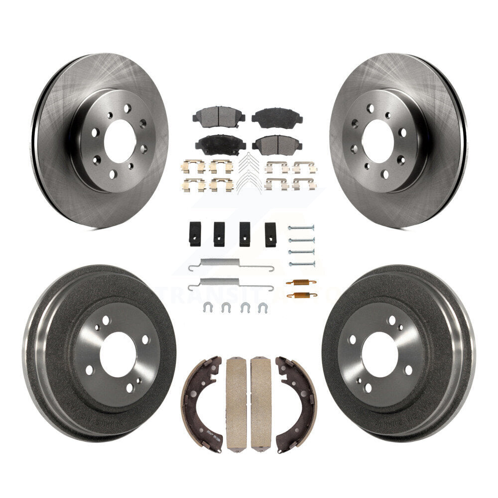 Front Rear Disc Brake Rotors Ceramic Pad Drum Kit (7Pc) For Honda Civic With 4 Lug Wheels K8T-104198