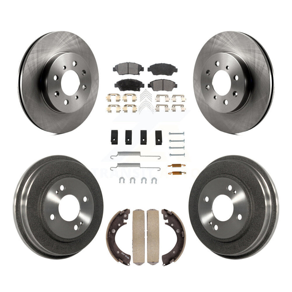 Front Rear Disc Brake Rotors Ceramic Pad Drum Kit (7Pc) For Honda Civic With 4 Lug Wheels K8T-104198
