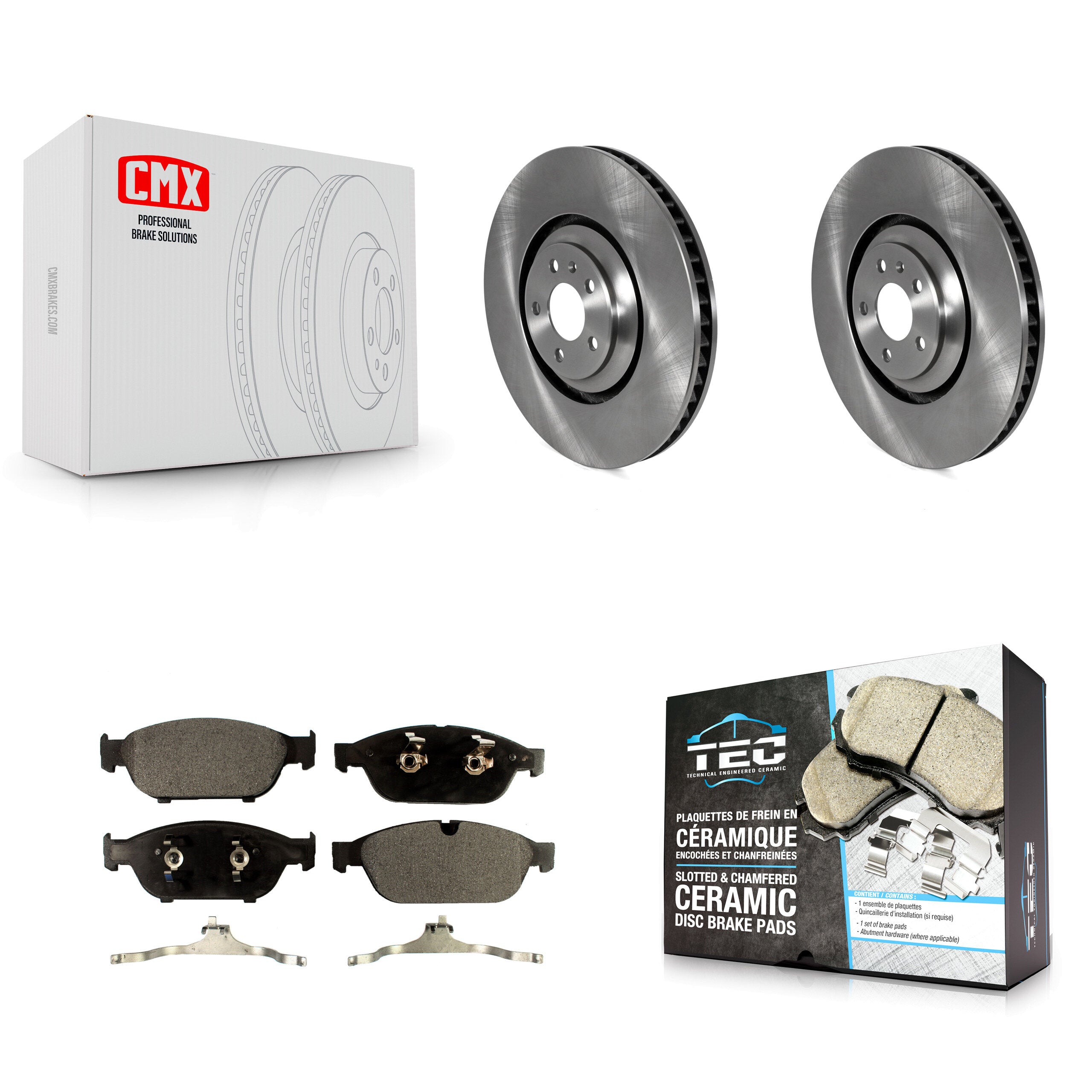 Front Brake Rotors Ceramic Pad Kit For 11 Audi A8 Quattro With 356mm Diameter Rotor K8T-104216