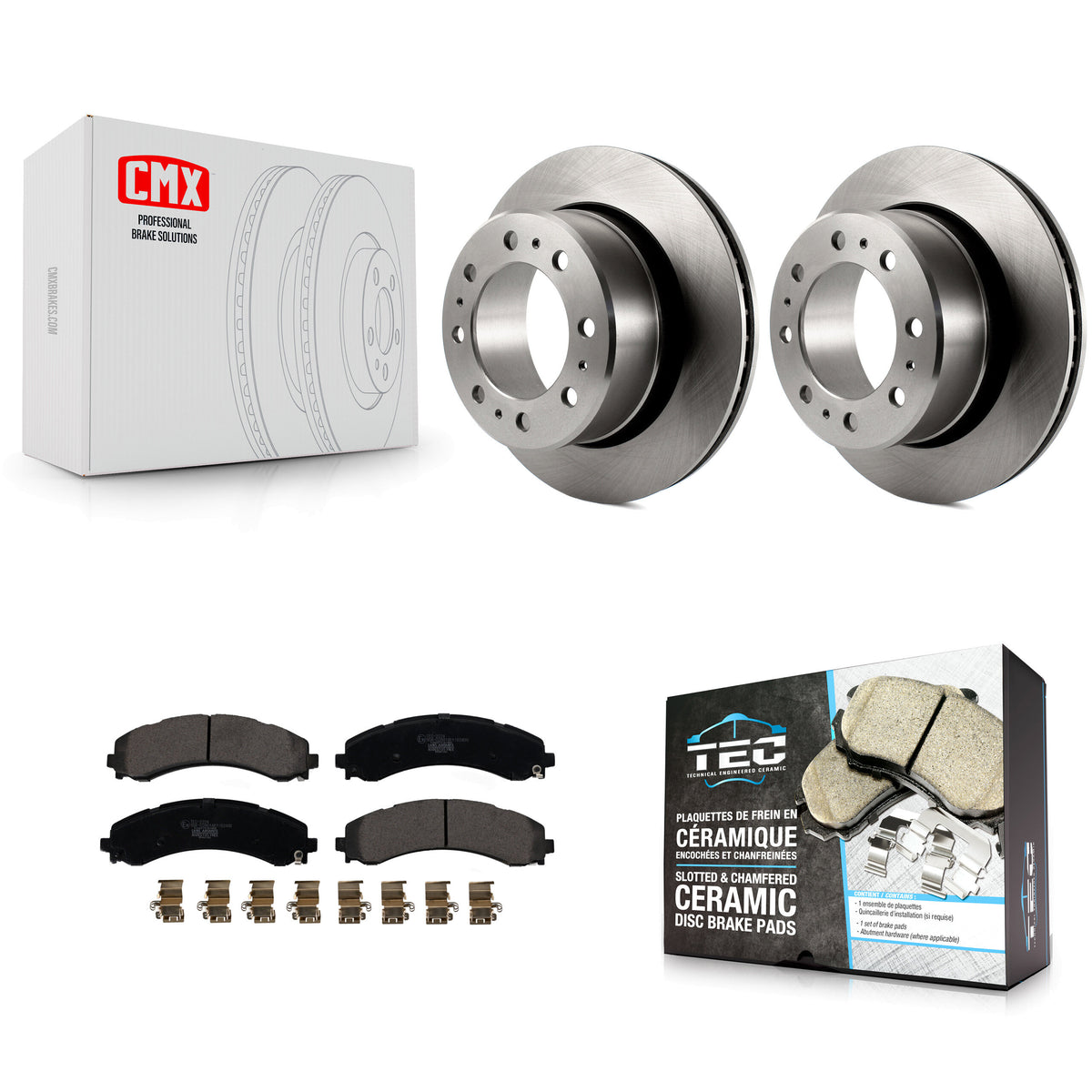 Rear Disc Brake Rotors And Ceramic Pads Kit For 2020-2021 Ram 3500 With Dual Wheels K8T-104272