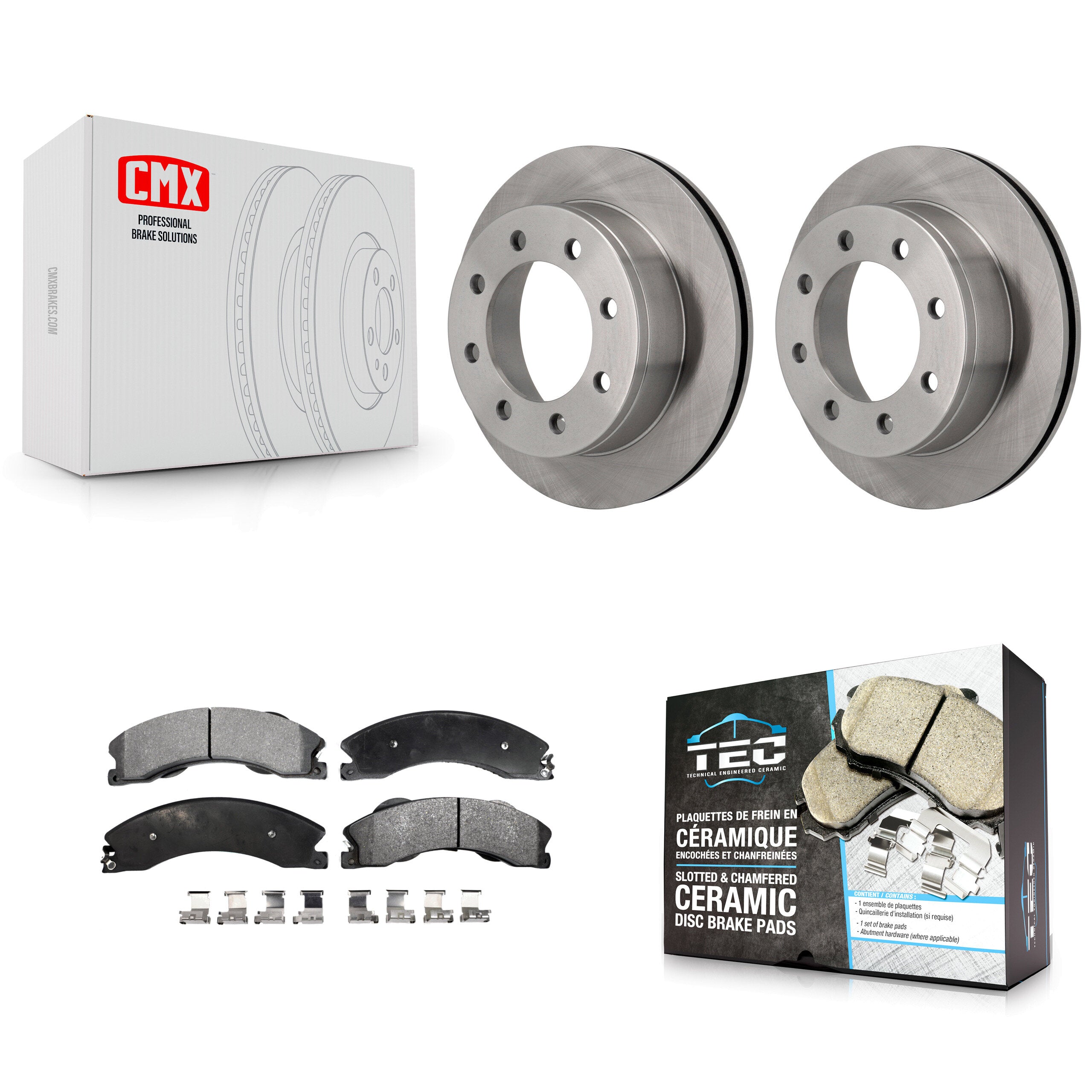 Rear Brake Rotors & Ceramic Pad Kit For 10-11 Chevrolet Express 4500 3.20" Overall Height K8T-104273