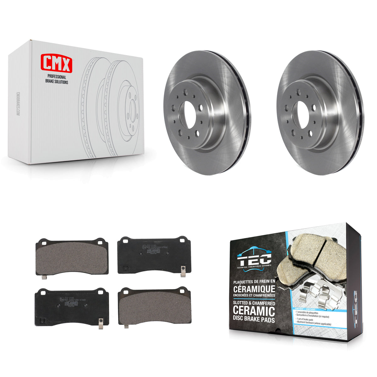 Front Disc Brake Rotor & Ceramic Pad Kit For 2017-2022 Tesla 3 With Gray Painted Calipers K8T-104337