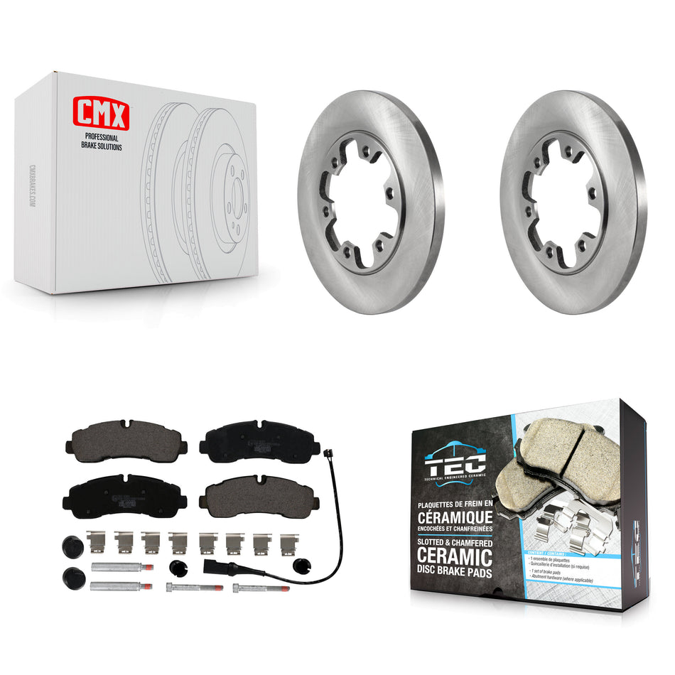 Rear Disc Brake Rotors And Ceramic Pads Kit For Ford Transit-350 HD With 6 Lug Wheels AWD K8T-104344