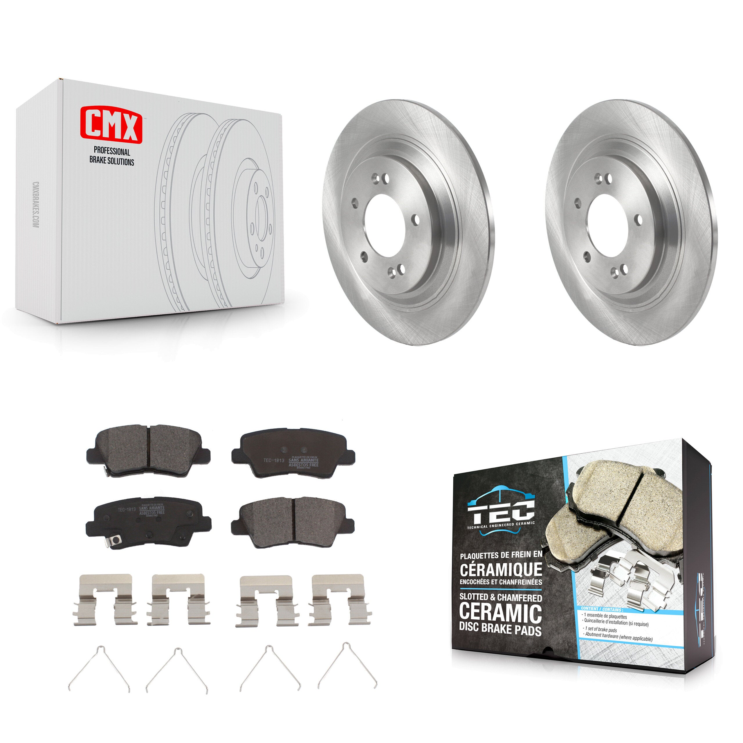 Rear Disc Brake Rotors And Ceramic Pads Kit For Hyundai Kona Electric Kia Soul EV Niro K8T-104348