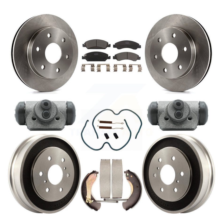 Front Rear Brake Rotor Ceramic Pad Drum Kit (9Pc) For 07 GMC Sierra 1500 With 6400 Lb GVW K8T-104360