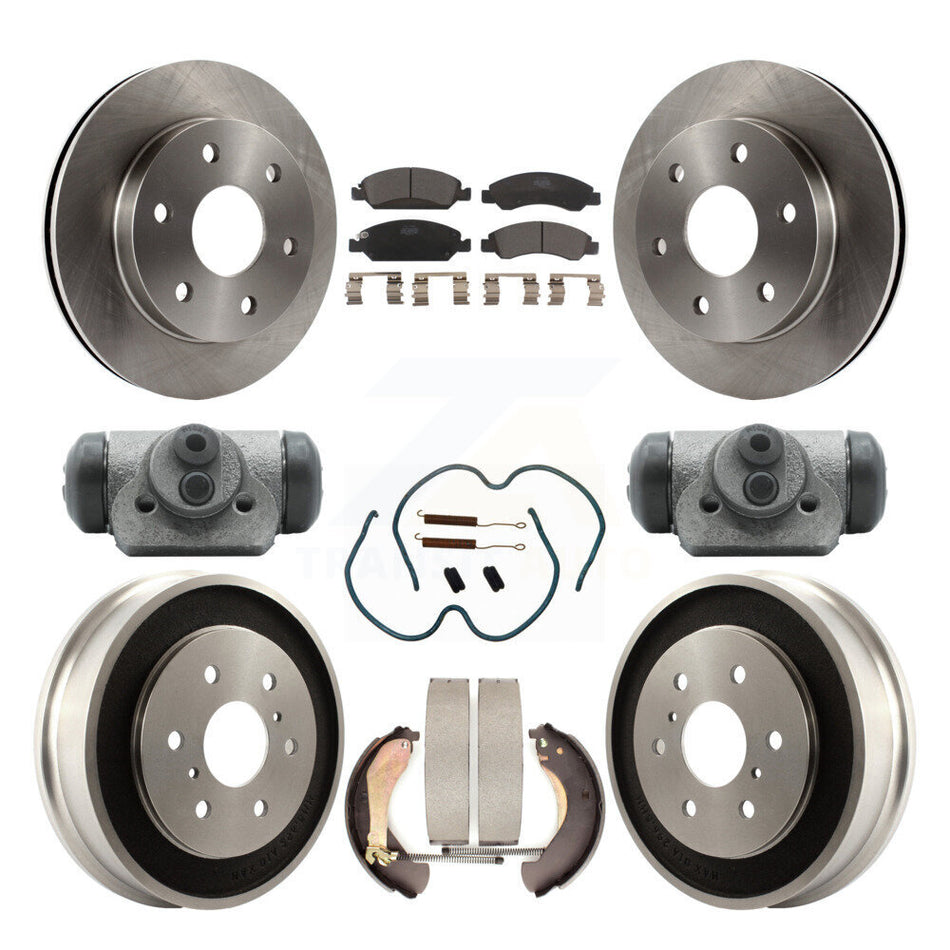 Front Rear Brake Rotor Ceramic Pad Drum Kit (9Pc) For 07 GMC Sierra 1500 With 6400 Lb GVW K8T-104360