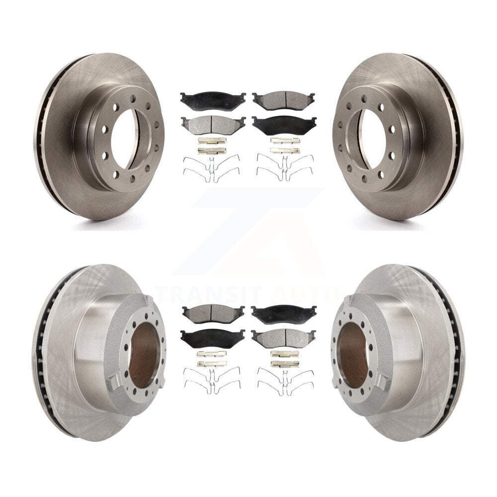 Front Rear Disc Brake Rotor Ceramic Pad Kit For Ford F-450 Super Duty F-550 International K8T-104383