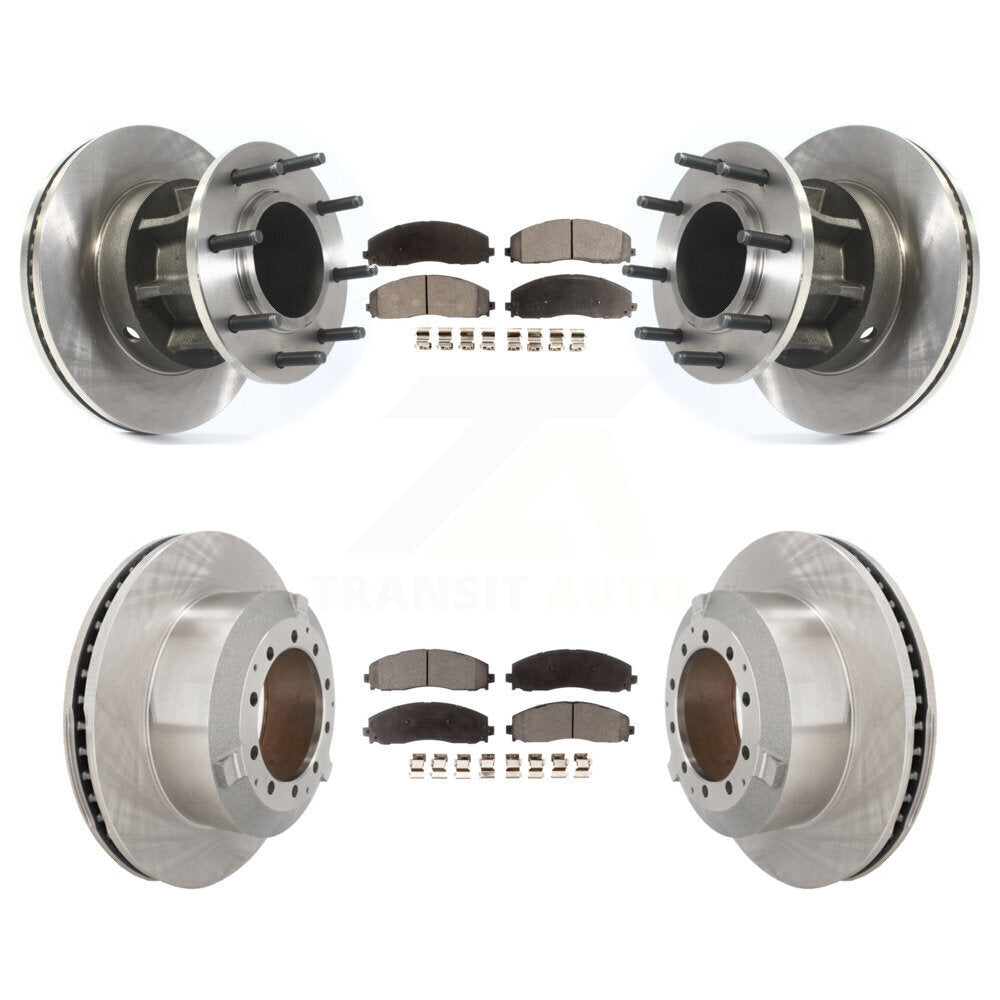 Front Rear Brake Rotor & Ceramic Pad Kit For Ford F-350 Super Duty Cab Chassis with RWD K8T-104397