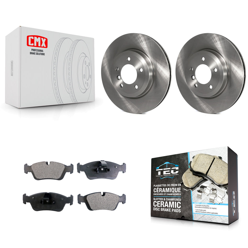 Front Brake Rotors Ceramic Pad Kit For 2001-2005 BMW 320i With 325mm Diameter Rotor K8T-104417