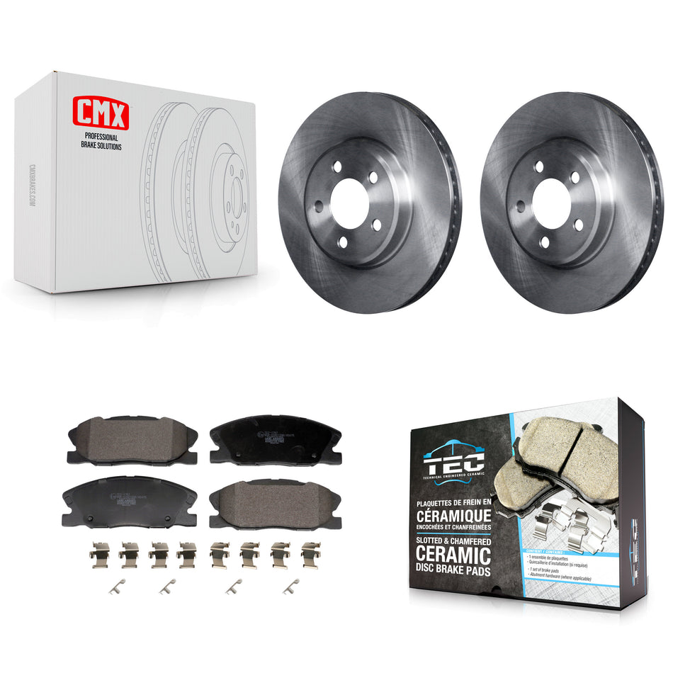 Front Brake Rotors Ceramic Pad Kit For 2014 Dodge Charger With 370mm Diameter Rotor K8T-104419