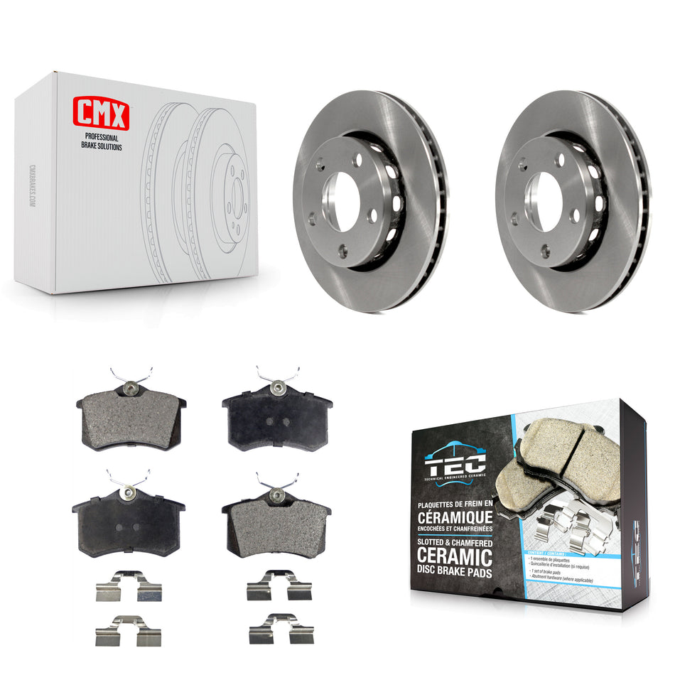 Rear Disc Brake Rotor And Ceramic Pad Kit For 2002 Audi S4 With 256mm Diameter K8T-104439