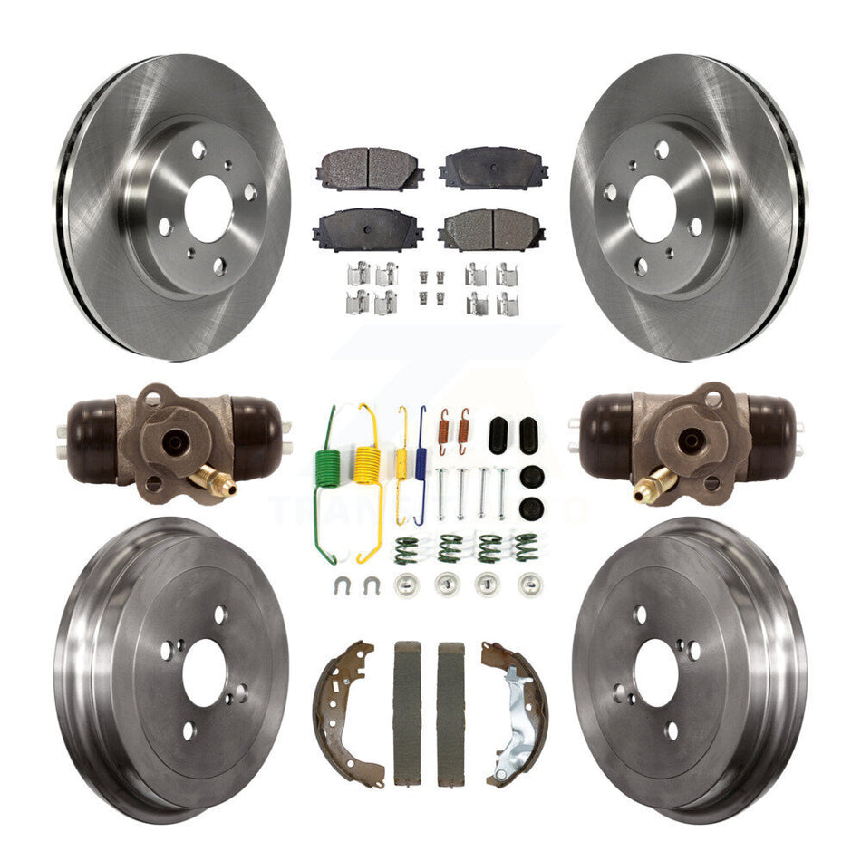 Front Rear Disc Brake Rotors Ceramic Pads And Drum Kit (9Pc) For Toyota Yaris K8T-104446