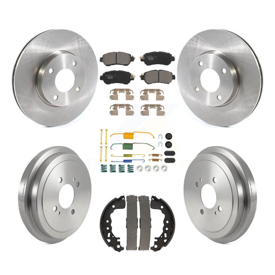 Front Rear Disc Brake Rotors Ceramic Pads And Drum Kit (7Pc) For Nissan Kicks Versa K8T-104451