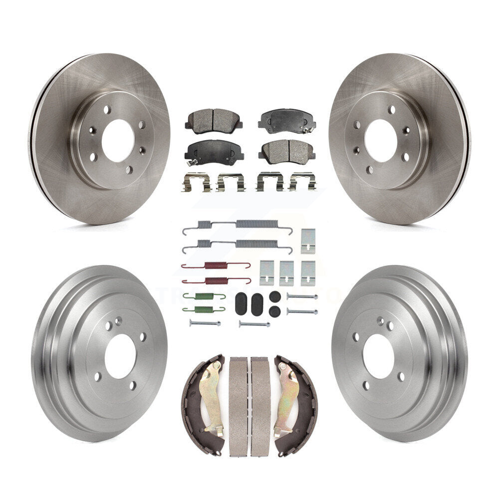 Front Rear Disc Brake Rotors Ceramic Pads And Drum Kit (7Pc) For 2012-2017 Hyundai Accent K8T-104536