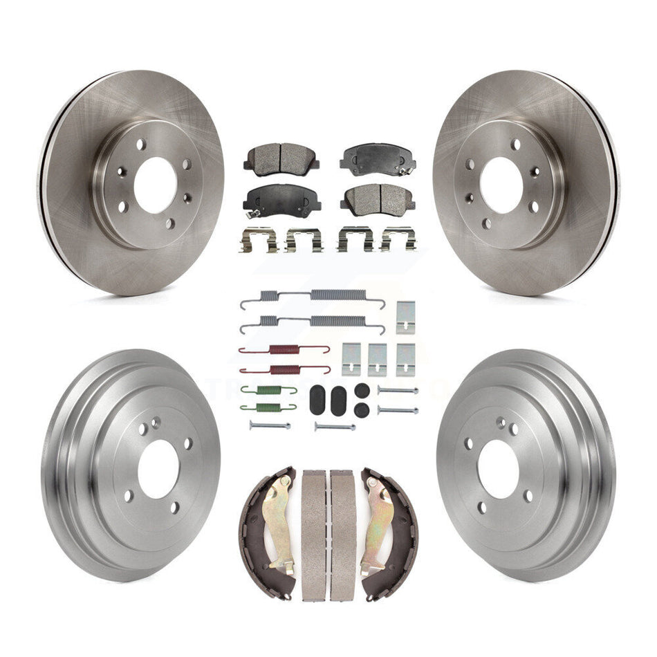 Front Rear Disc Brake Rotors Ceramic Pads And Drum Kit (7Pc) For 2012-2017 Hyundai Accent K8T-104536
