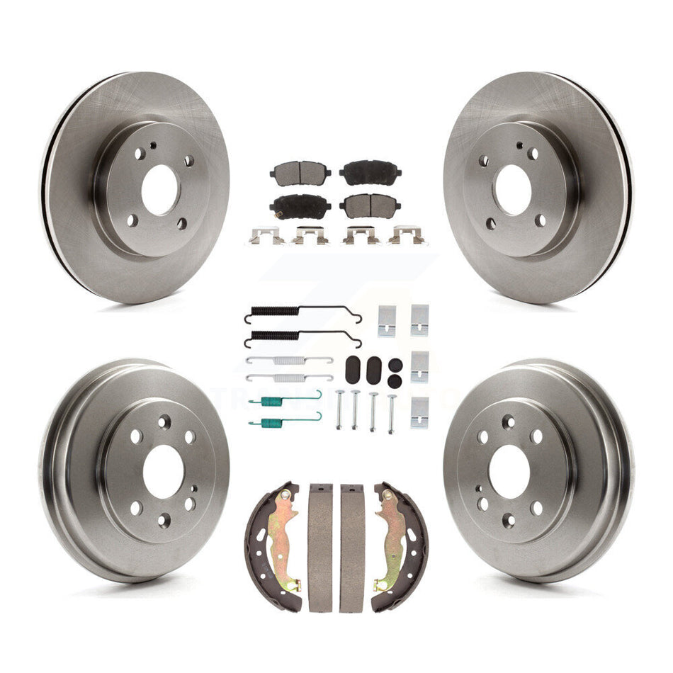 Front Rear Disc Brake Rotors Ceramic Pads And Drum Kit (7Pc) For 2011-2014 Mazda 2 K8T-104542