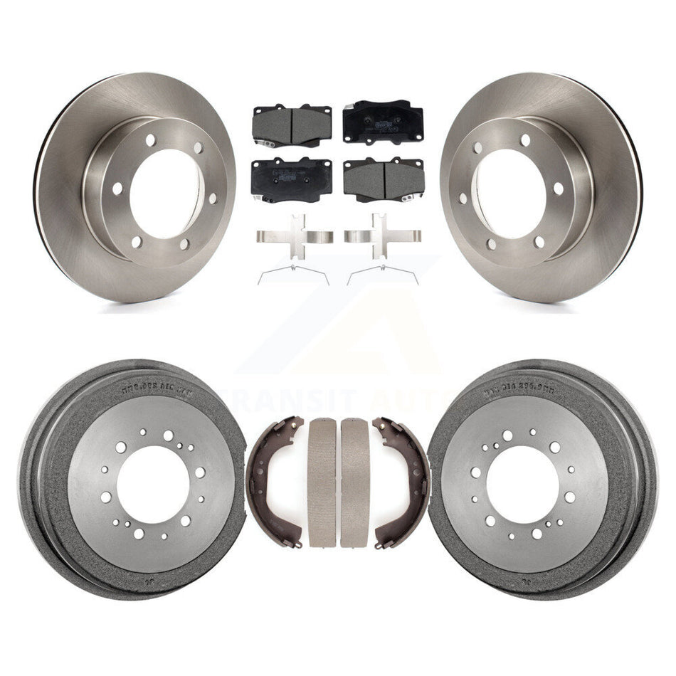Front Rear Brake Rotor Ceramic Pad Drum Kit For 2000-2002 Toyota Tacoma With 6 Lug Wheels K8T-104558