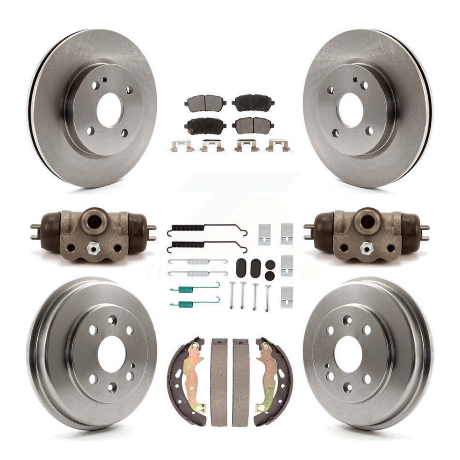 Front Rear Disc Brake Rotors Ceramic Pads And Drum Kit (9Pc) For 2011-2014 Mazda 2 K8T-104566
