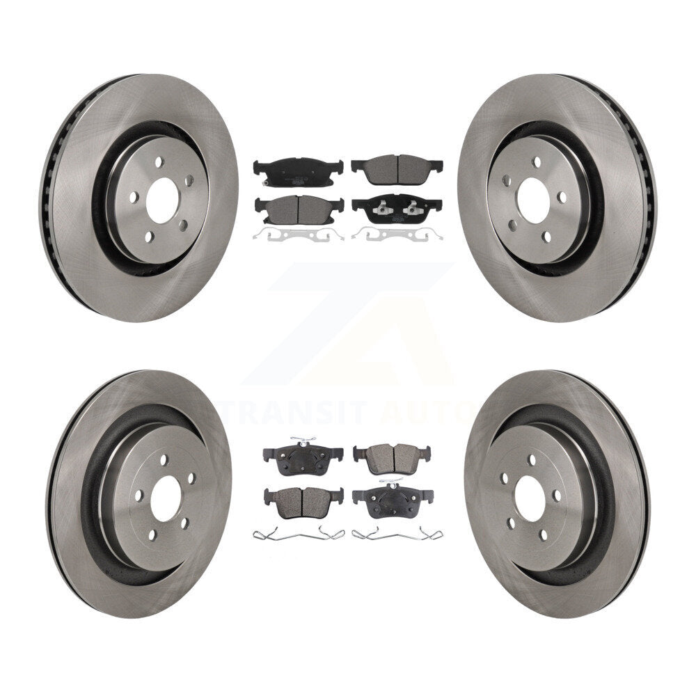 Front Rear Disc Brake Rotors Ceramic Pad Kit For 2019 Ford Edge With Red Painted Calipers K8T-104619