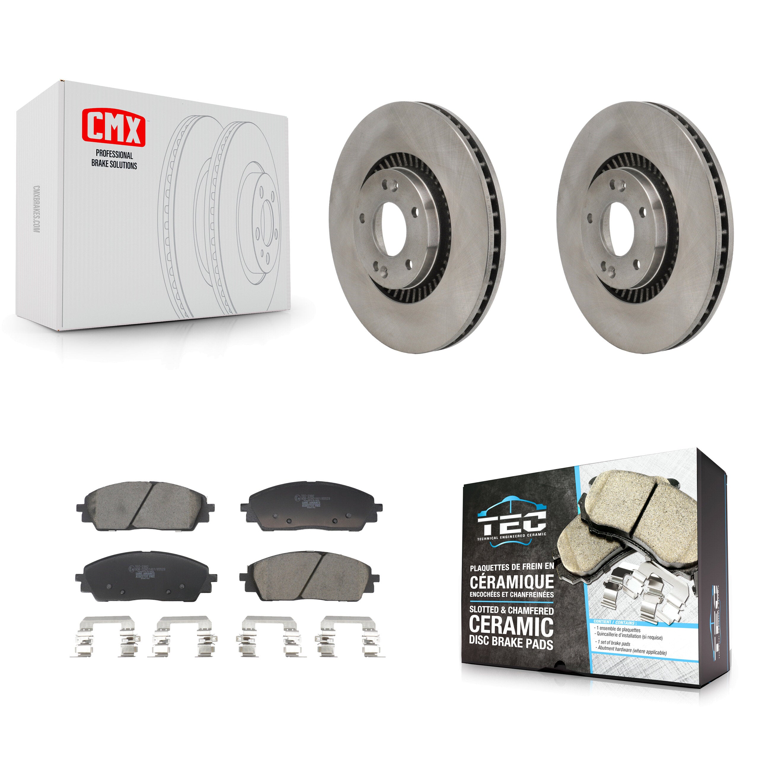 Front Disc Brake Rotors And Ceramic Pads Kit For 2022-2024 Kia Carnival K8T-104716
