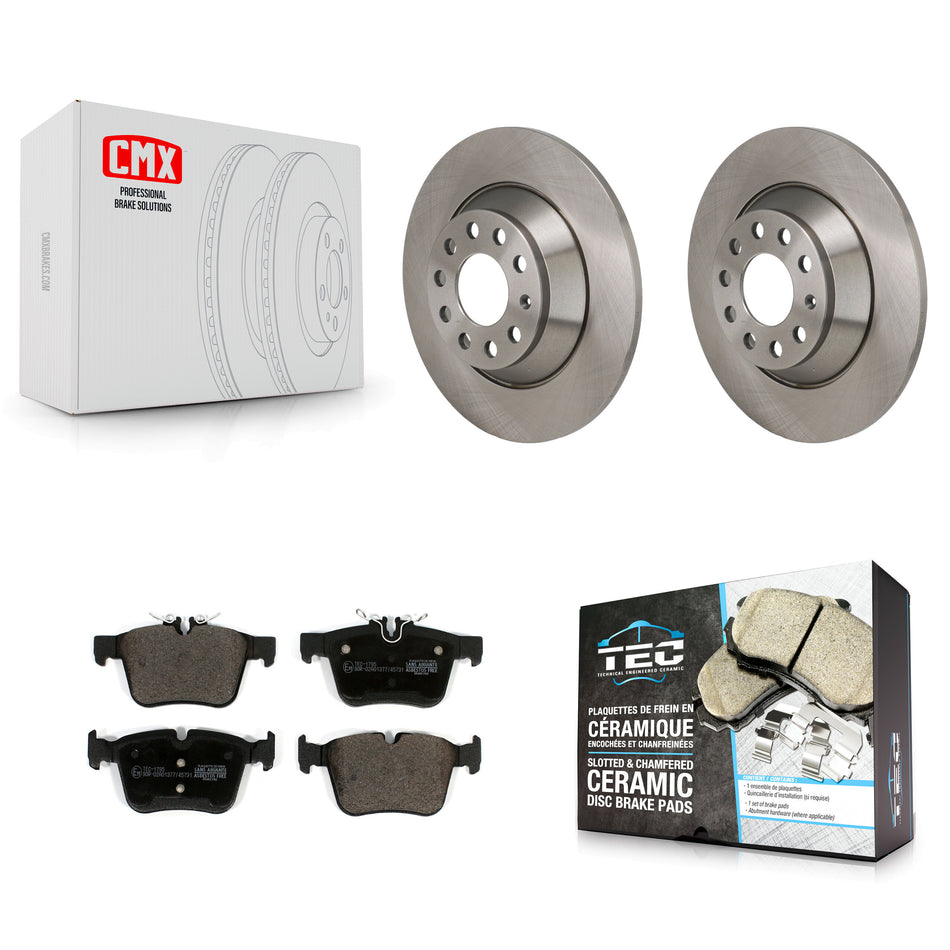 Rear Disc Brake Rotors And Ceramic Pads Kit For Mercedes-Benz C300 Without Sport Package K8T-104754