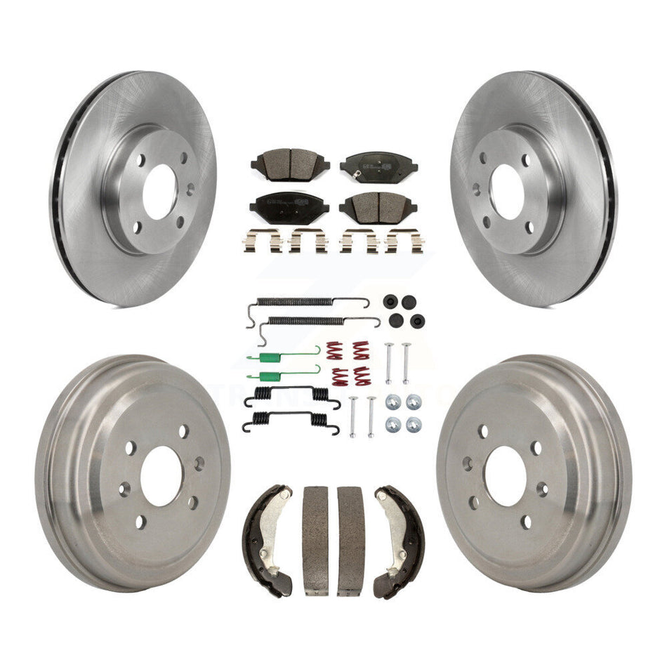 Front Rear Disc Brake Rotors Ceramic Pad And Drum Kit (7Pc) For 2016-2021 Chevrolet Spark K8T-104810