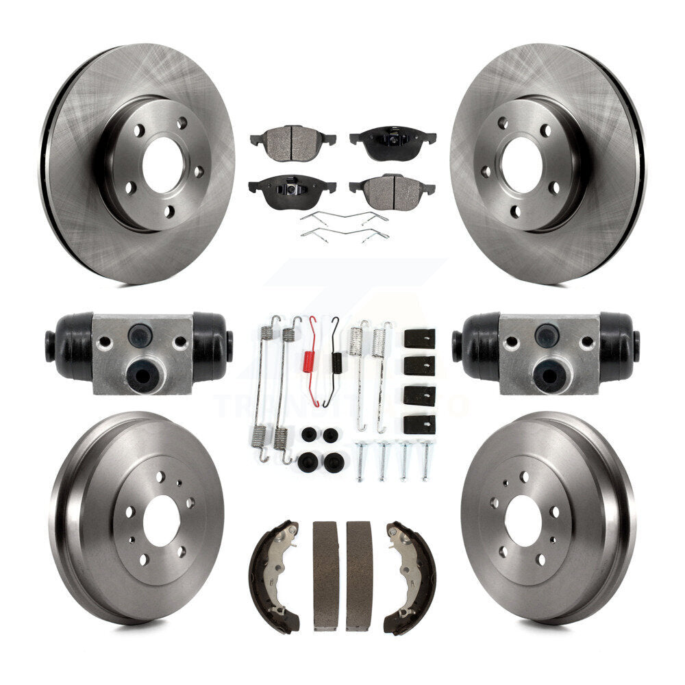 Front Rear Disc Brake Rotors Ceramic Pads And Drum Kit (9Pc) For Ford Focus FMSI=1004 K8T-104818