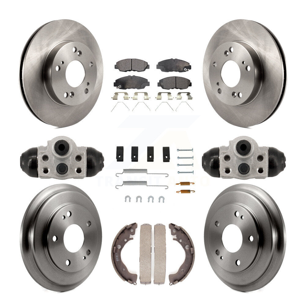 Front Rear Disc Brake Rotors Ceramic Pads And Drum Kit (9Pc) For Honda Civic K8T-104819