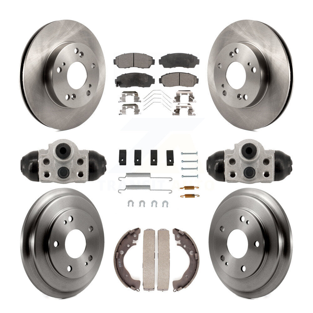 Front Rear Disc Brake Rotors Ceramic Pads And Drum Kit (9Pc) For Honda Civic K8T-104821